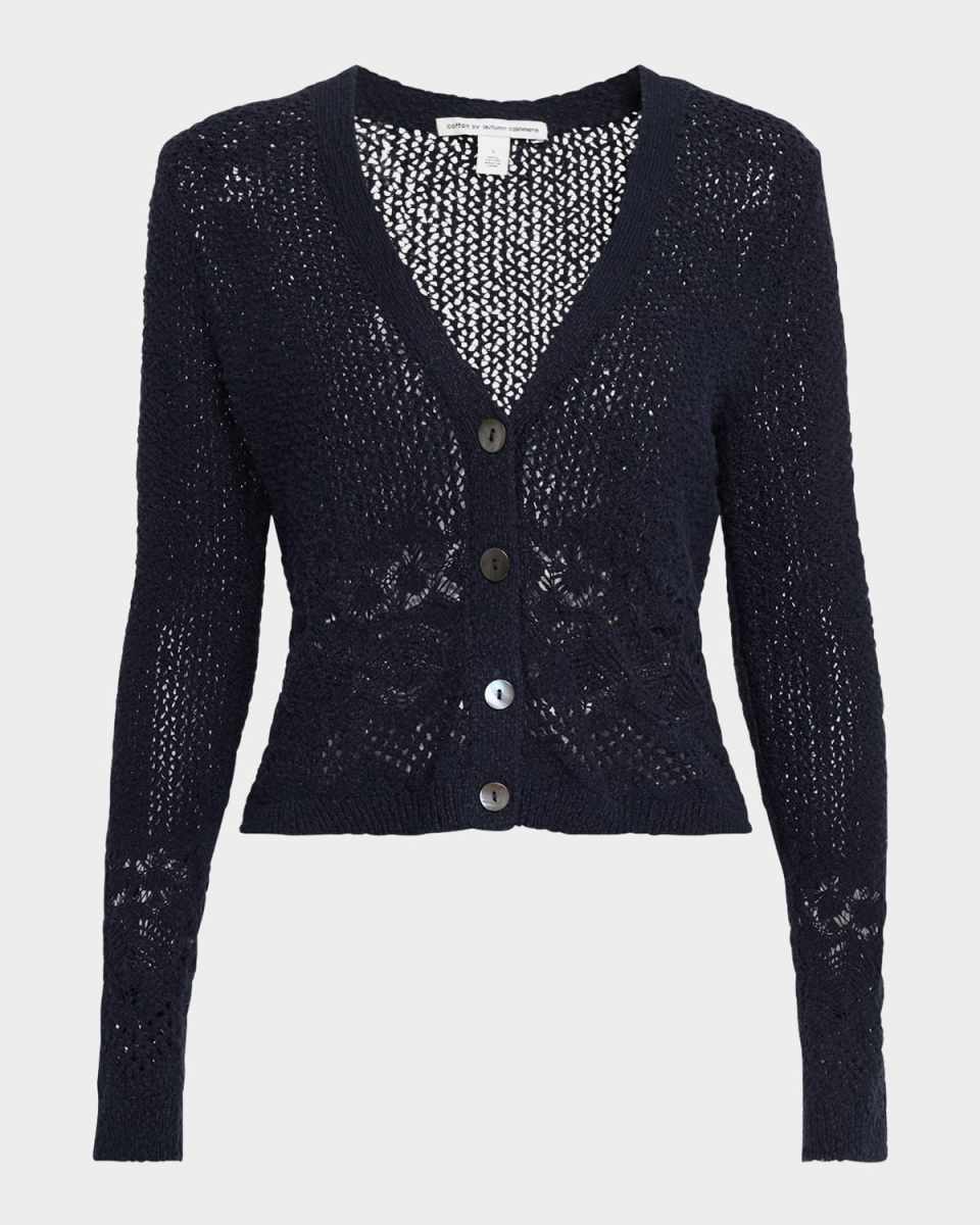 Pointelle-Knit Cotton Cardigan
